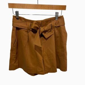 Sézane Lucas Shorts Size 36 US 4 Camel Brown Tie Waist High Rise Lyocell Blend